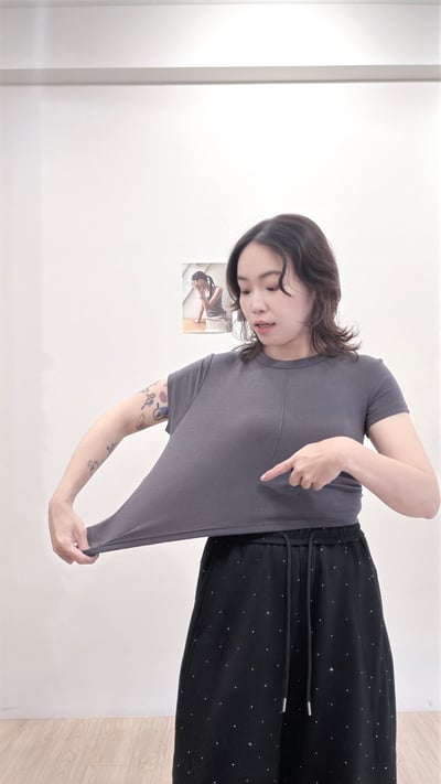 中線彈性抓皺短Tee3