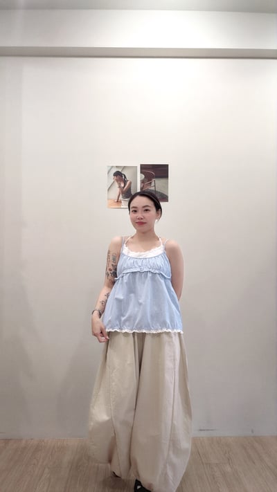 小心機 假兩件繞脖格子背心2