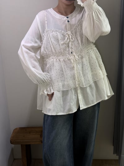 小花扣設計襯衫10