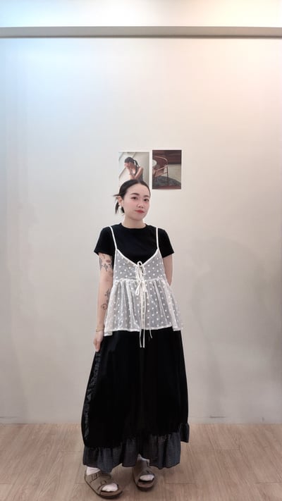 格紋捲邊日系裙4