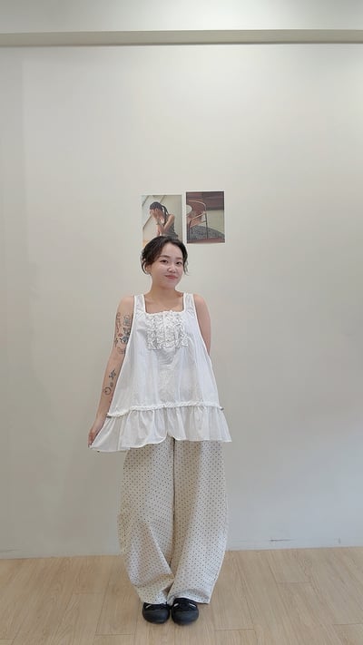 日系花邊抽繩背心7
