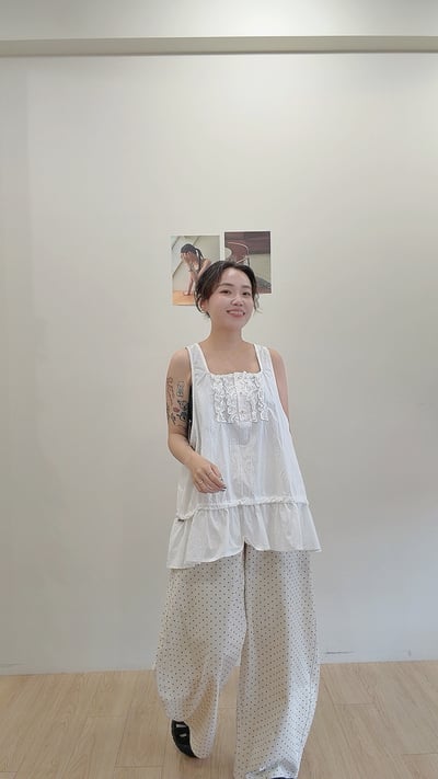 日系花邊抽繩背心6