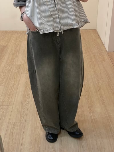 本週必買！刷色牛仔繭型褲2