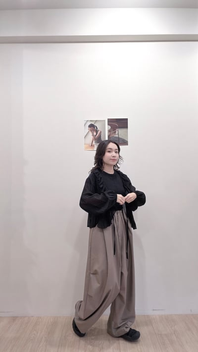 質感壓褶設計西寬褲5
