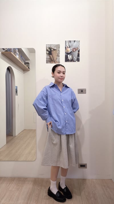 日感七分小格裙3