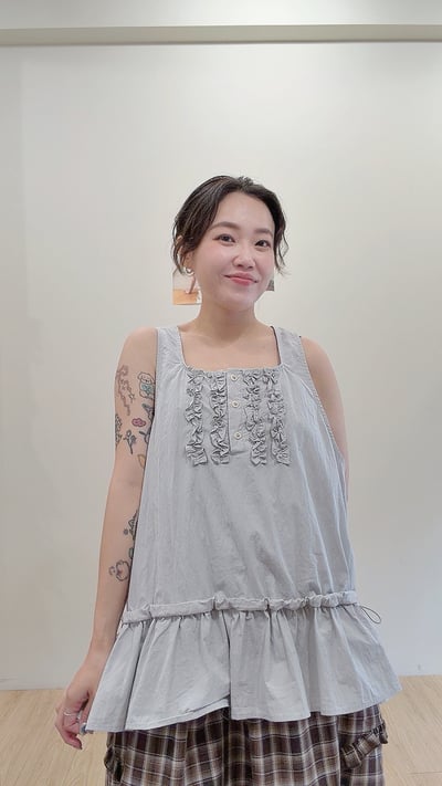 日系花邊抽繩背心5