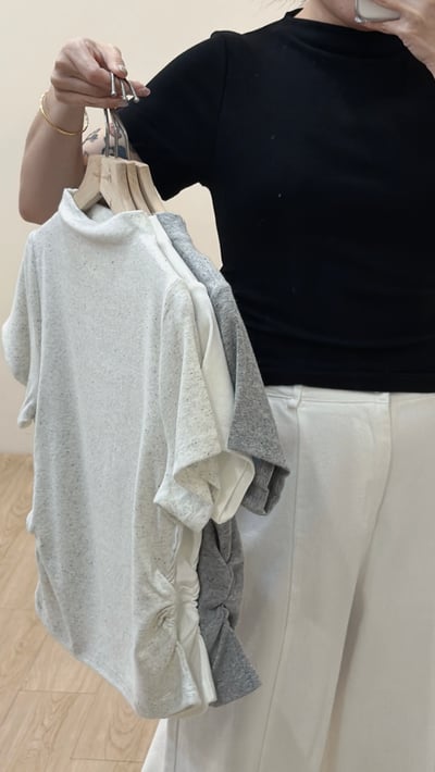 小立領抓皺棉Tee2