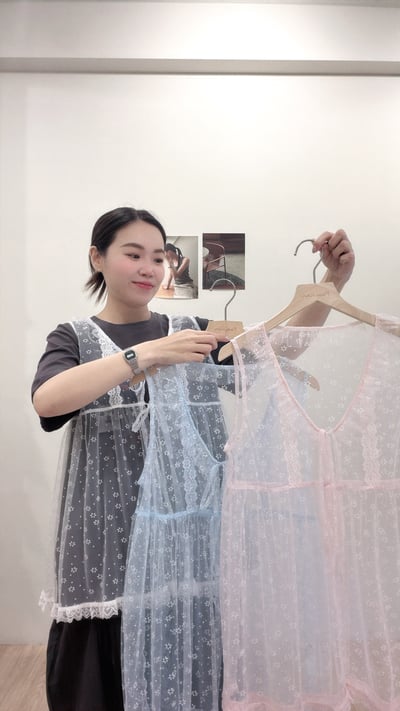 小花圓點透紗背心2
