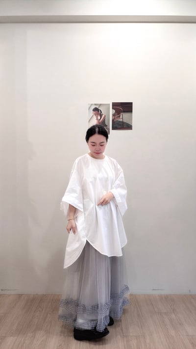 格子拼接網紗裙5