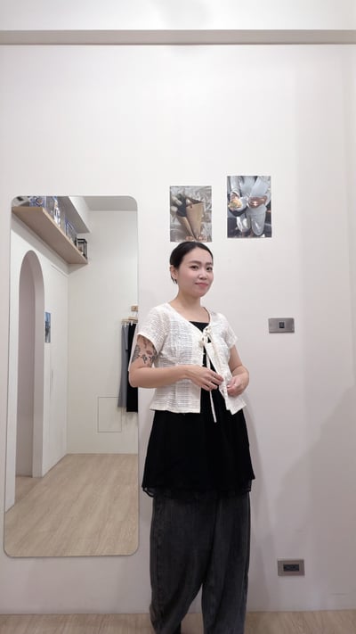 綁帶涼感棉麻衫4