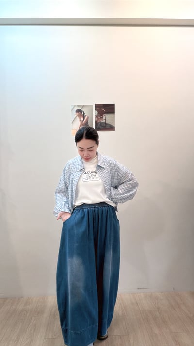 泡泡格紋澎袖襯4