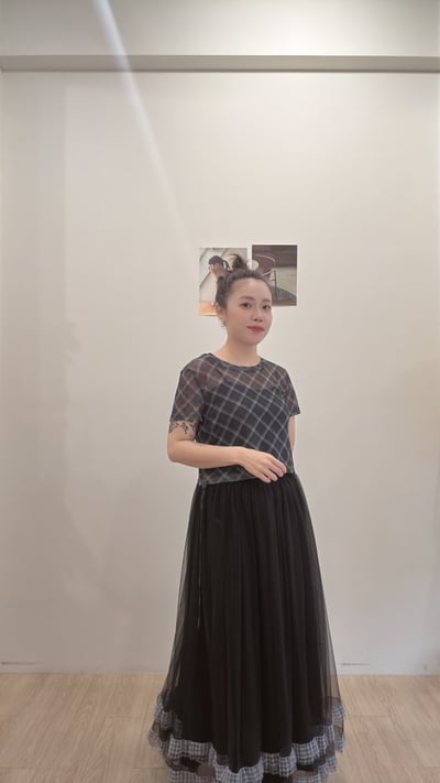冰沙抽繩格紋tee5