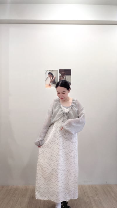 垂墜碎花細肩長洋4