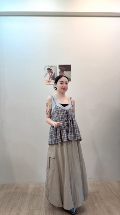 日系格紋綁帶背心7
