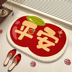 紅色新年過年仿羊絨地墊吸水耐髒腳墊異形臥室客廳地毯入口門腳墊(影片必看)3