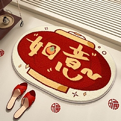 紅色新年過年仿羊絨地墊吸水耐髒腳墊異形臥室客廳地毯入口門腳墊(影片必看)2