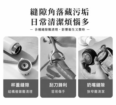 三合一杯刷 清潔刷 奶瓶刷 保溫杯刷 杯蓋縫隙刷 U型杯口刷 吸管刷 多功能清潔神器(影片必看)9