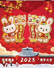 兔年春節卡通福字裝飾新年立體生肖門貼過年貼畫年畫佈置4