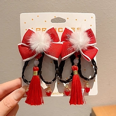 紅色蝴蝶結寶寶髮夾2026年新年氛圍感兒童夾古風流蘇髮卡漢服飾(影片必看)7