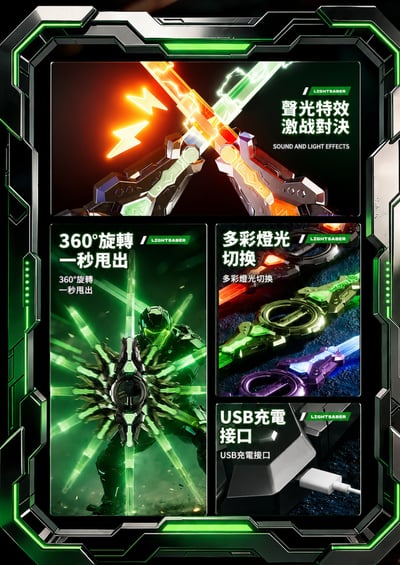 雙刃伸縮光劍 LED發光雙面劍 充電款 聲光玩具 伸縮武器玩具 角色扮演 兒童玩具L131B(影片必看)4