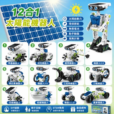 STEM太陽能12合1機器人DIY拼裝組 703 兒童科學實驗益智玩具(影片必看)6