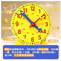 【 現貨】自學學習小學數學一二年級認識時間學生時鐘教具 鐘錶模型10cm三針聯動鐘2