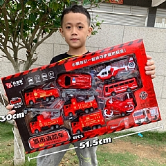 工程車消防車模型慣性迴力車套裝工程玩具車男孩玩具168-408-168-409(影片參考)2
