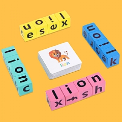蒙特梭利英語卡藍紅盒 拼單字對戰拼寫單詞早教教育英語卡片益智遊戲 英文 學習教具 玩具與遊戲 益智(影片必看)5