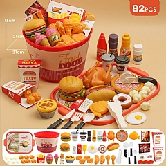 仿真漢堡套裝早餐快餐食物套裝廚房做飯套裝玩具 8811-2過家家82件套1