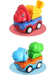 兒童趣味玩具 668-68A按壓慣性工程車恐龍玩具慣性車卡通萌趣按壓小汽車組(影片必看)5