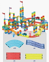 彩窗磁力軌道車 磁力片6709電動磁力軌道車-348pcs（內含2輛車)(影片必看)2
