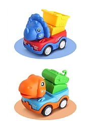 兒童趣味玩具 668-68A按壓慣性工程車恐龍玩具慣性車卡通萌趣按壓小汽車組(影片必看)4