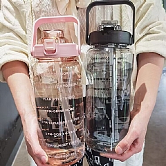 夏季保水多啺水運動刻度吸管塑膠杯耐高溫2000mL大容量 水壺4