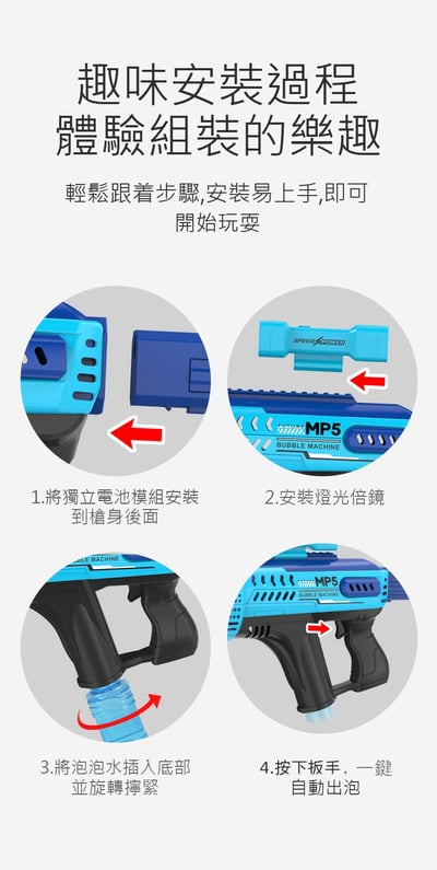 全自動戶外57孔電動泡泡槍KB1313太空灰炫彩燈光兒童玩泡泡機(影片必看)2