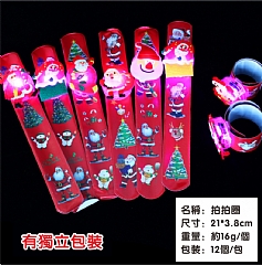 聖誕手環聖誕節戒指項鍊雪老人頭飾鹿角拍拍兒童成人發光玩具(影片必看)1