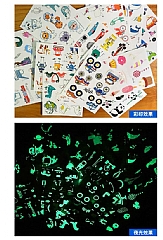 【現貨 】夜光萬聖節貼紙黑白臉部發光派對拋棄式假紋身(隨機)平均一張2元多 買袋更划算5