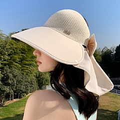 夏季曬防帽遮陽帽 蝴蝶結防紫外線遮臉護脖漁夫帽子(影片必看)1