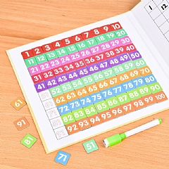 幼兒園兒童益智數字訓練早期教育玩磁性百數板1-100數學教具書頁磁性百板(影片必看)5