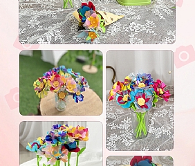 跨國熱賣-模擬花束DIY藝術品禮物兒童益智手作花束壓花機玩具 DIY手作花束(影片必看)7