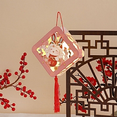 花燈創意新年 元宵 春節兔子燈籠手DIY材料手提發光燈籠2