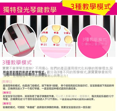 寶麗31鍵兒童電子琴 公主音樂鋼琴玩具 1504多功能早教鍵盤燈光音效 幼兒音樂啟蒙樂器(影片必看)3