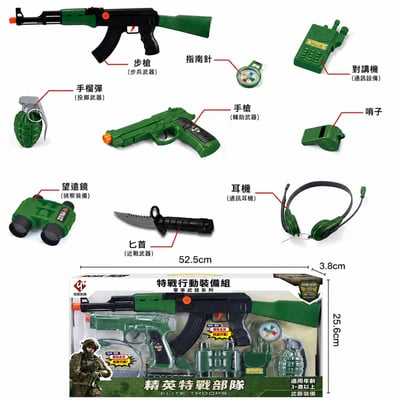 特戰玩具槍 慣性衝鋒槍玩具M016B 角色扮演禮盒套裝 男孩玩具(影片必看)1