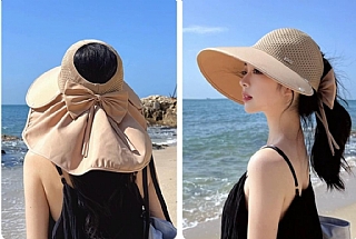 夏季曬防帽遮陽帽 蝴蝶結防紫外線遮臉護脖漁夫帽子(影片必看)4