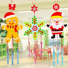 幼兒園手工聖誕節風鈴DIY製作材料包 手工風鈴 益智貼畫 環保材質布藝風鈴8