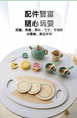 家家下午茶甜點酒茶具組合木製仿真茶壺廚房切切玩具5