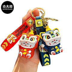 1春節鑰龍貓醒獅招財貓可愛鑰匙圈 小掛件包包掛飾鑰匙圈(影片必看)5