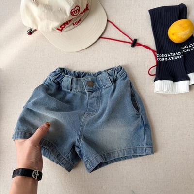 經典牛仔小標五分短褲7