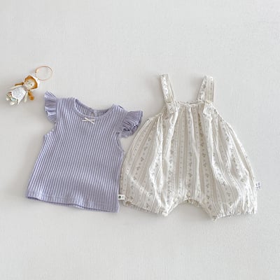 小森系碎花吊帶包屁衣1