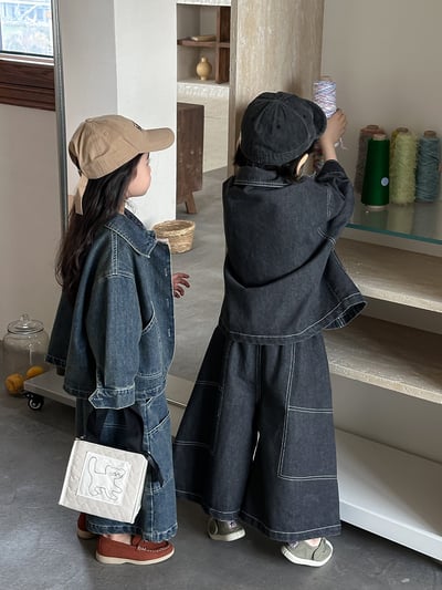 日系明線車縫個性牛仔套裝2