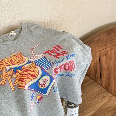 推 ♡ 美式毛捲邊落肩T16